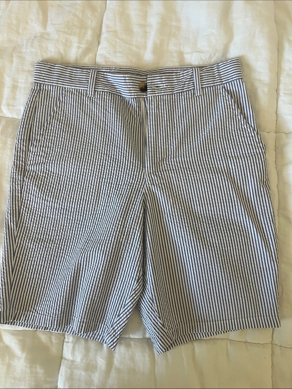 Janie and Jack Navy & White Seersucker Shorts